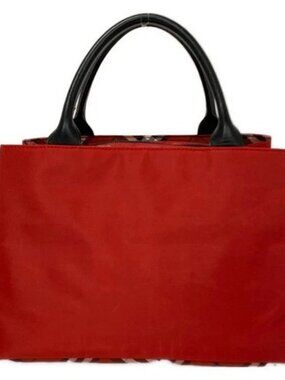 Burberry Blue Label - Red Black White Nylon Leather Handbag